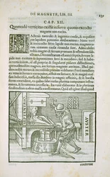 Die Terrella-Experimente, Seite aus Kapitel 3 von De Magnete, Magneticisque Corporibus, et de Magno Magnete Tellure, veröffentlicht von Petrus Short, London, 1600